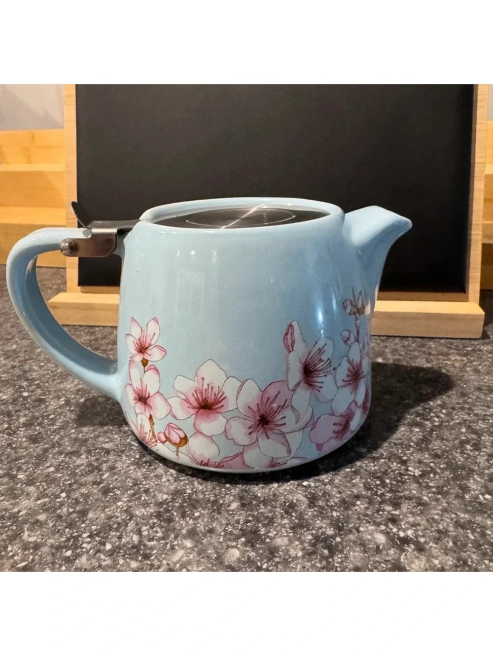 Ceramic Cherry Blossom Teapot with Infuser Basket